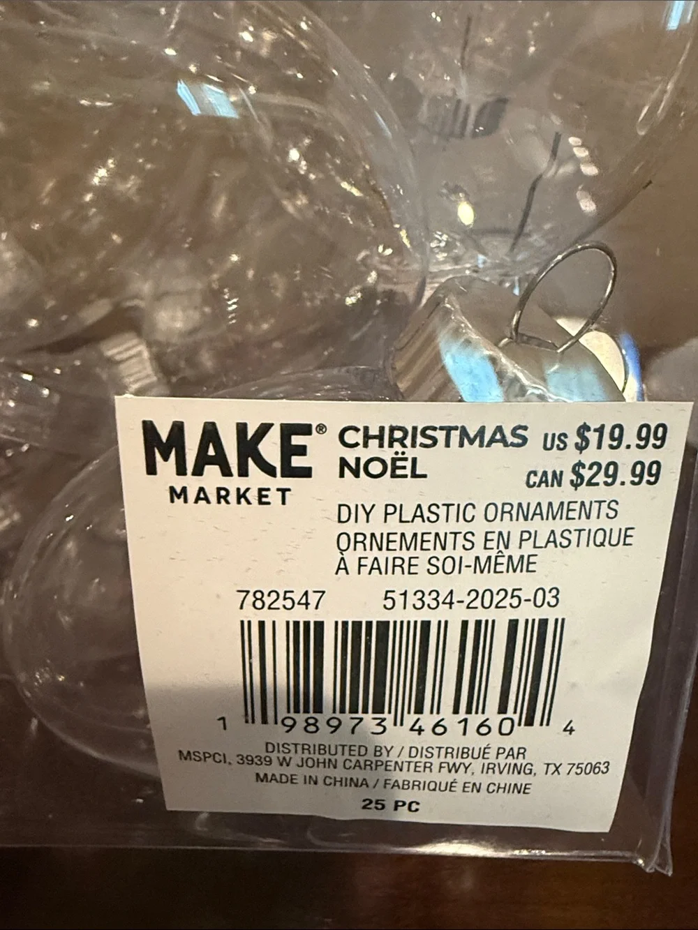 Make Market Clear Disc Plastic Christmas Ornaments 25 Pack 80mm Silver Tops